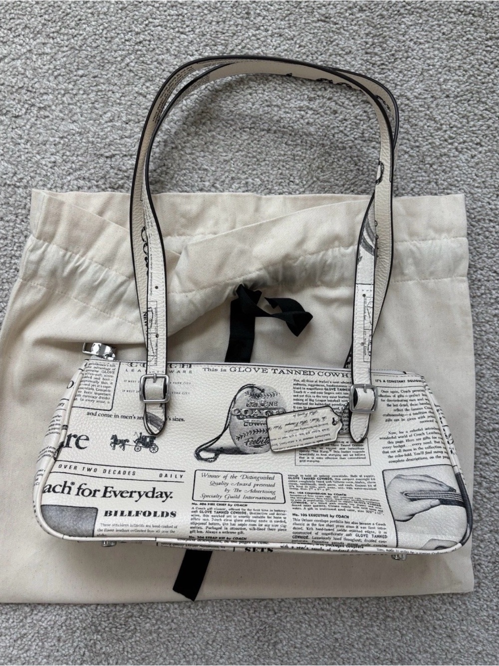 Coach Newspaper Print Asher Shoulder Bag